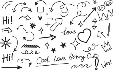 Hand Drawn Doodle Elements Collection Set for Scrapbooking