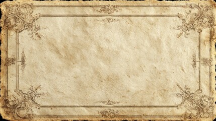 An ornate, vintage parchment with decorative borders, featuring a weathered texture that evokes a sense of history and nostalgia.