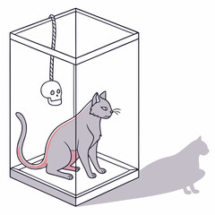 Schrdingers cat experiment concept isolated on