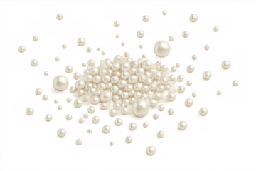 White pearls flowing, creating a luxurious pile, a concept of elegance, jewelry, and celebration with transparent background