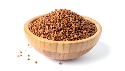 Buckwheat in a Wooden Bowl - A Nutritious and Healthy Grain.