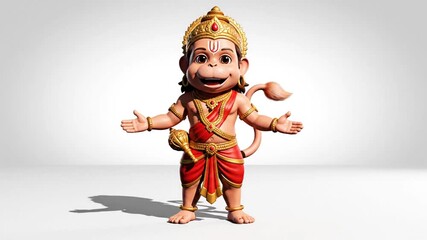 Animated Hindu deity character with traditional attire and joyful pose for
