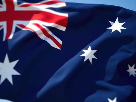 Waving australian flag with stars and union jack