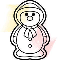 Festive Cartoon Snowman Outline Drawing for Kids Winter Holiday Projects