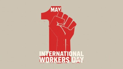 Red fist symbol for international workers day may first celebration