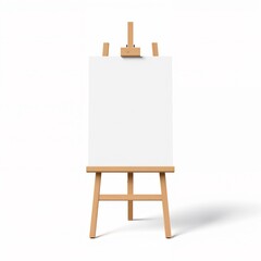 Blank white canvas on wooden artist easel for art and design