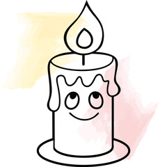 Happy Cartoon Candle with Bright Flame, a Joyful Light Element