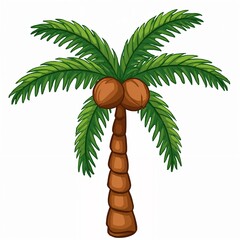 Stylized tropical coconut palm tree illustration with coconuts