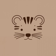 Charming cartoon tiger face minimalist vector illustration design