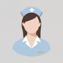Flat design female nurse avatar icon, healthcare professional