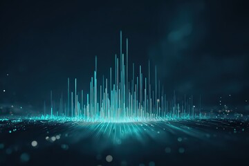 Abstract Glowing Light Vertical Bars On Dark Backdrop Visualization