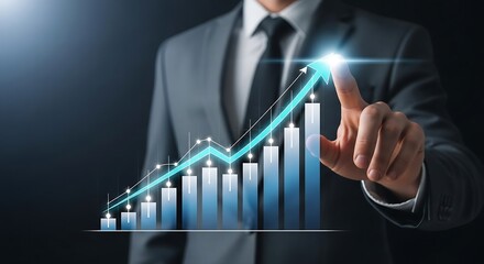 Startup business and investment concept,Touching the future of analytics—business intelligence meets innovation in this dynamic visualization of upward progress.