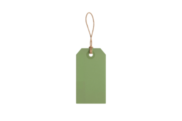 Blank green price tag isolated on transparent background, png