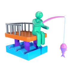 Public Fishing Pier 3D Illustration Icon