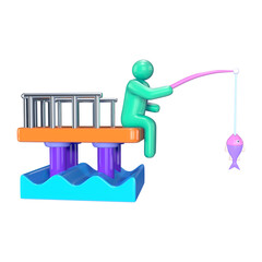 Public Fishing Pier 3D Illustration Icon