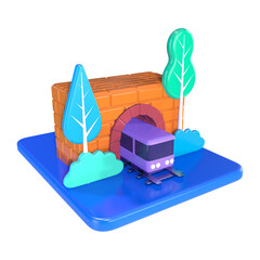 Tunnel Railway 3D Illustration Icon