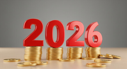 This image depicts the year 2026, suggesting financial growth and prosperity for the future