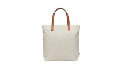 Stylish reusable canvas tote bag with leather handles for eco-friendly shopping and everyday carry, perfect for branding mockups and sustainable living Isolated on white or transparent PNG.