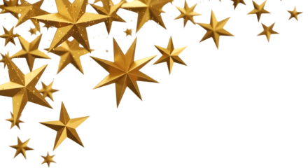 Golden stars border with glitter particles for festive design element