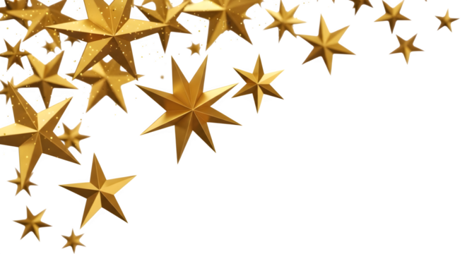 Golden stars border with glitter particles for festive design element