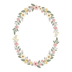 Obraz premium Oval floral frame isolated on transparent background