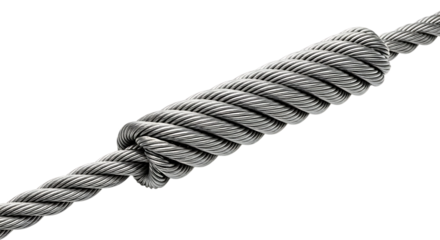 Strong steel wire rope cable with interconnected knot detail