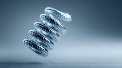 Silver metal spring coil in industrial view
