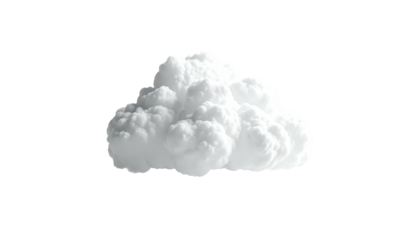 Puffy white cloud isolated against a stark black background