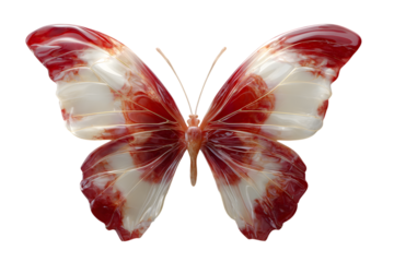 Artistic crimson and white butterfly isolated on transparent background image