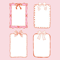 Christmas Frames Collection Vector, Whimsical Christmas Border Doodle, Cute Hand Drawn Borders Design Vector