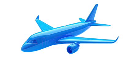 Shiny, teal plane flying. Perspective view. Black backdrop