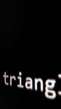 Closeup macro shot movement of coding script moving across LED screen with real-time AI-generated typing, showcasing advanced AI learning in optimization, debug and coding for software development.