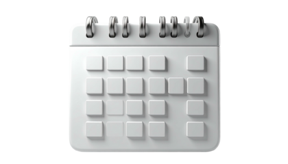 Calendar icon showing blank days, with a spiral binder