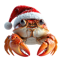 Crustacean creature wears festive headwear, clipart, isolated on a transparent background.