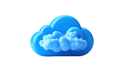 Glossy blue stylized cloud symbol floats in the darkness