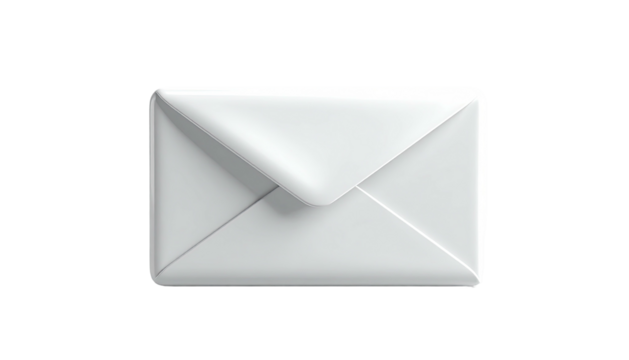 Simple white envelope icon on black, sealed and ready