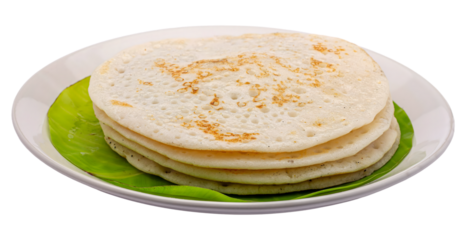 Traditional South Indian appam served warm on white plate