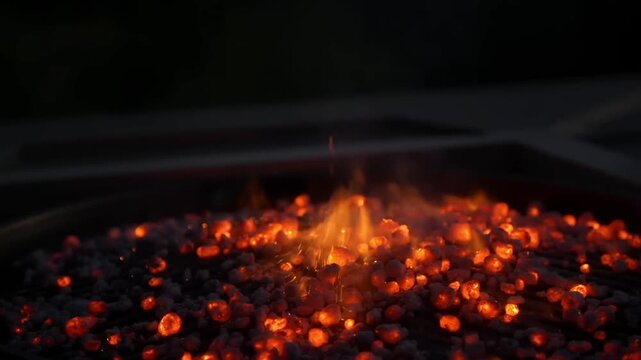 Close-up shot of glowing embers and flickering flames, creating a warm, inviting atmosphere Stock Video