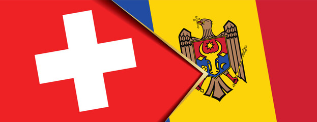 Switzerland and Moldova flags overlapping illustrate international diplomatic relations