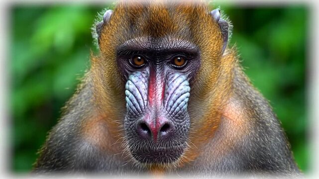Stunning Close-Up Sequence of a Mandrill Monkey Showcasing Distinctive Facial Features and Colors