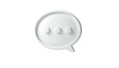 White chat bubble icon with three dots against black background