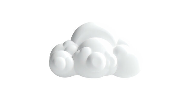 Stylized white cloud puff isolated on stark black background