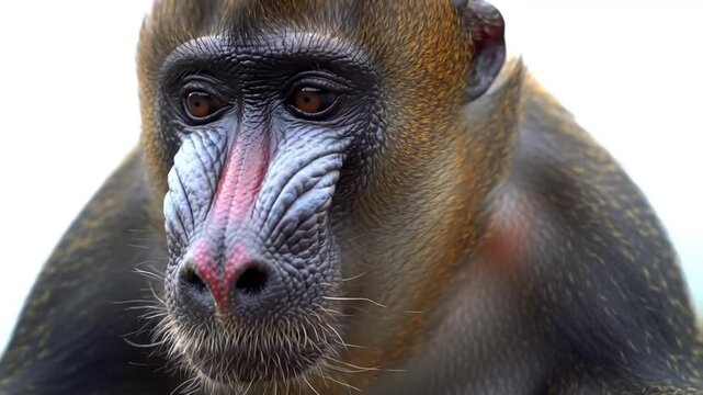 Mandrill's Majestic Face: A Captivating Close-Up of the Striking Primate's Features