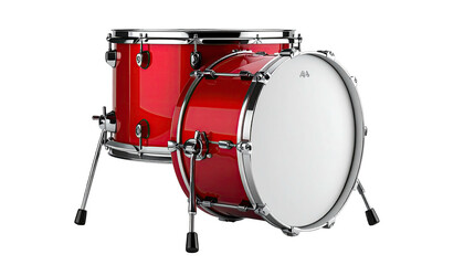 Red drums against black, two pieces. Silver hardware. Clean