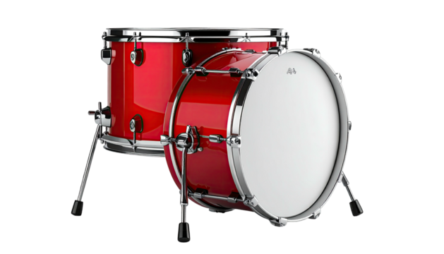 Red drums against black, two pieces. Silver hardware. Clean - Powered by Adobe