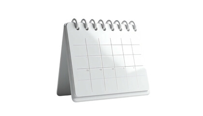 Blank white calendar isolated on black background, simple design