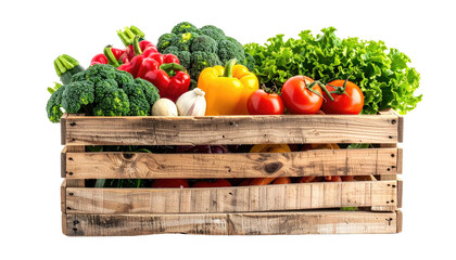 Wooden crate bursting with fresh produce