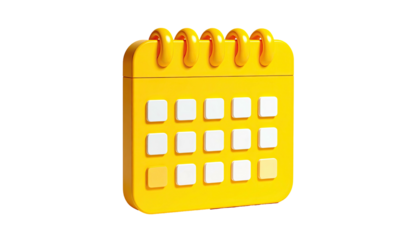 Bright yellow cartoon calendar with blank square dates