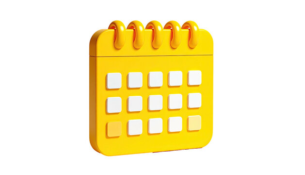 Bright yellow cartoon calendar with blank square dates