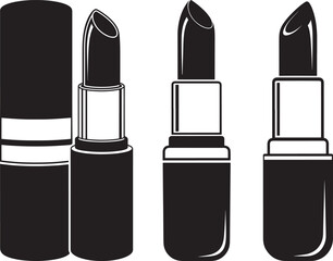 Three black lipstick tubes silhouette